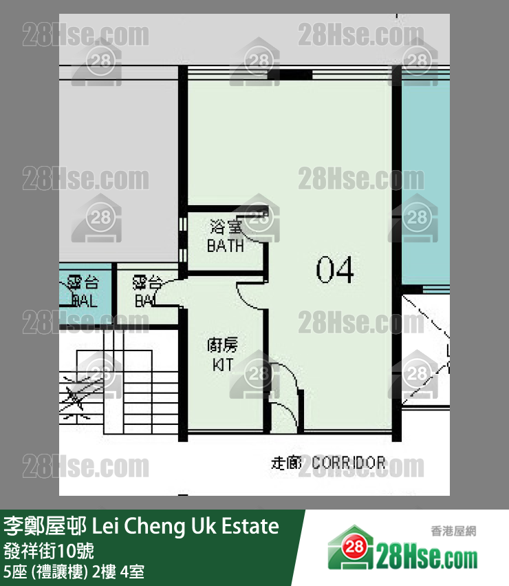 李鄭屋邨 5座 (禮讓樓)2樓 4室 平面圖