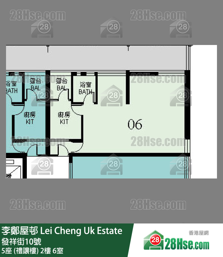 李鄭屋邨 5座 (禮讓樓)2樓 6室 平面圖