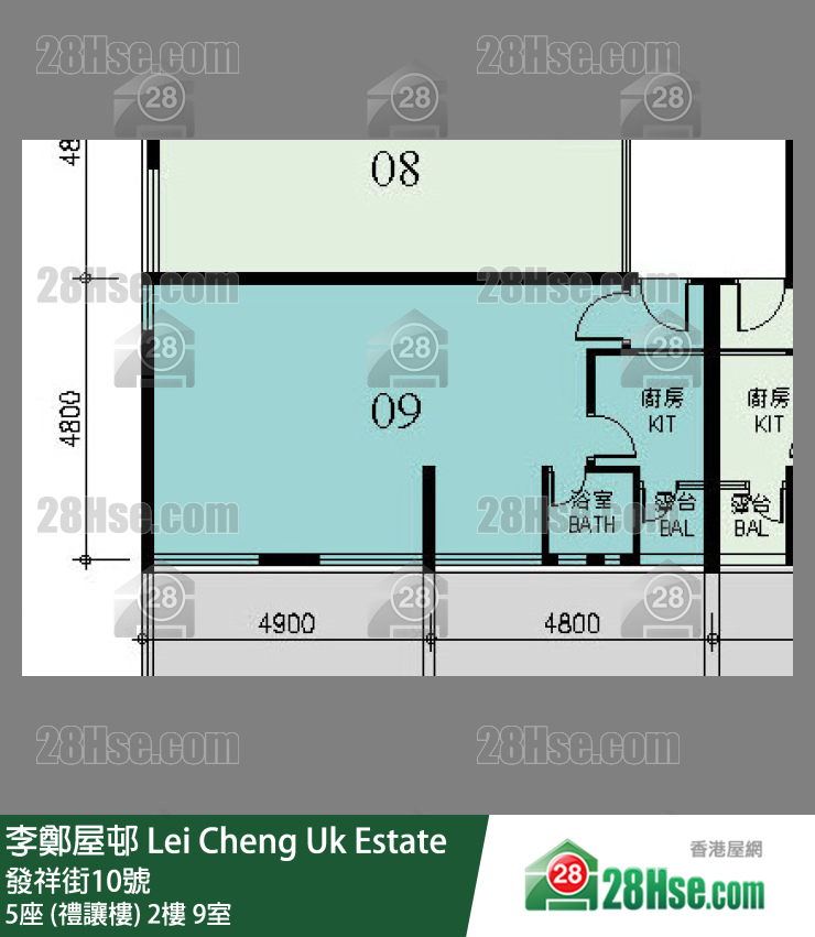 李鄭屋邨 5座 (禮讓樓)2樓 9室 平面圖