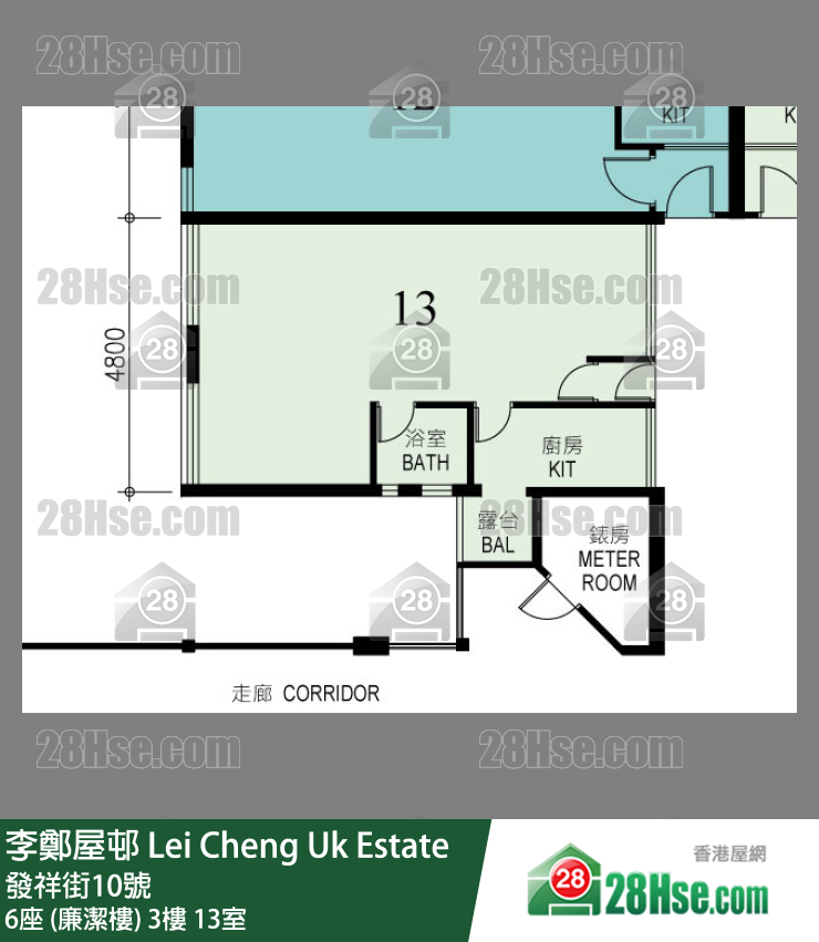 李鄭屋邨 6座 (廉潔樓)3樓 13室 平面圖