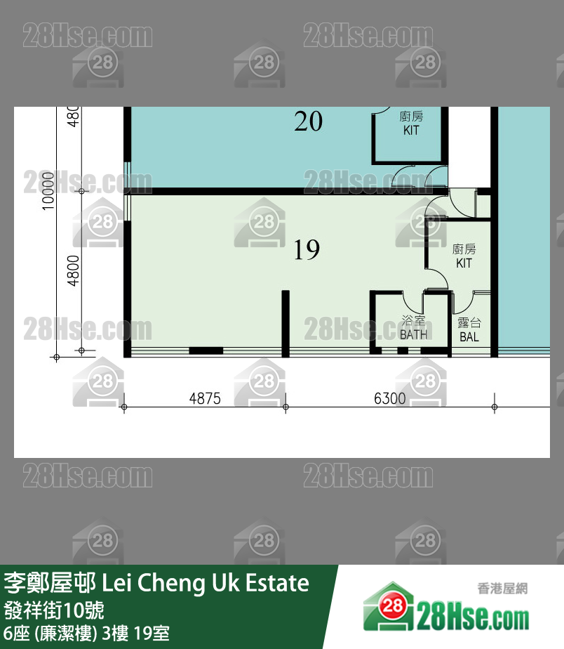 李鄭屋邨 6座 (廉潔樓)3樓 19室 平面圖