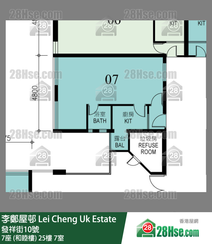 李鄭屋邨 7座 (和睦樓)25樓 7室 平面圖