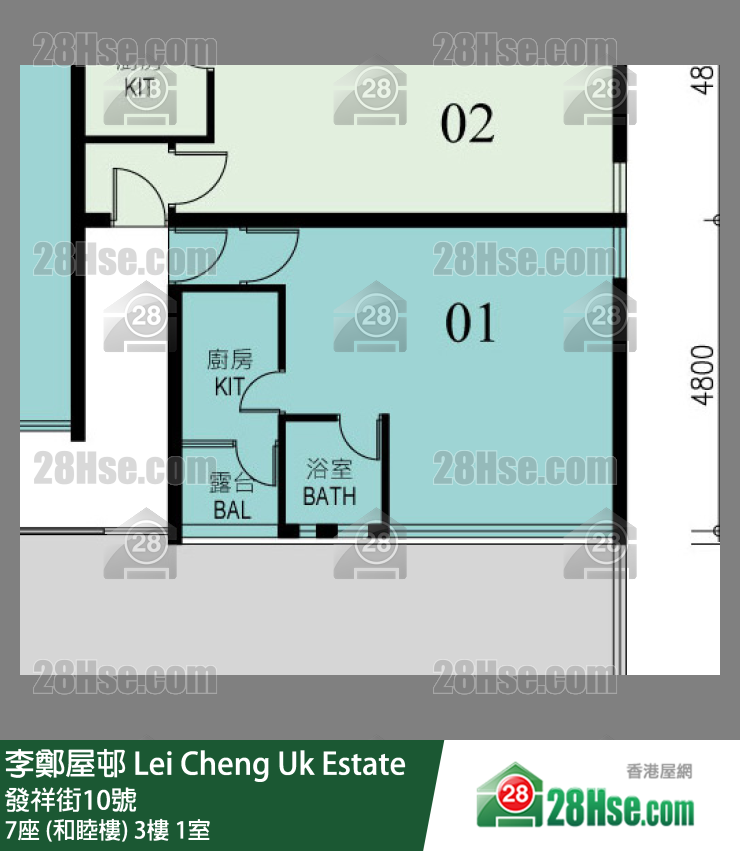 李鄭屋邨 7座 (和睦樓)3樓 1室 平面圖