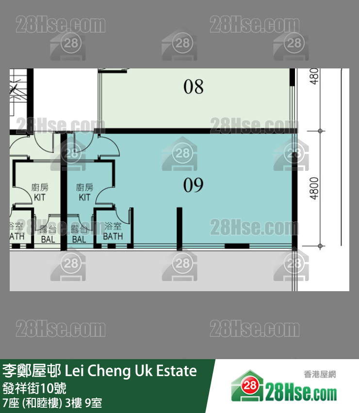 李鄭屋邨 7座 (和睦樓)3樓 9室 平面圖