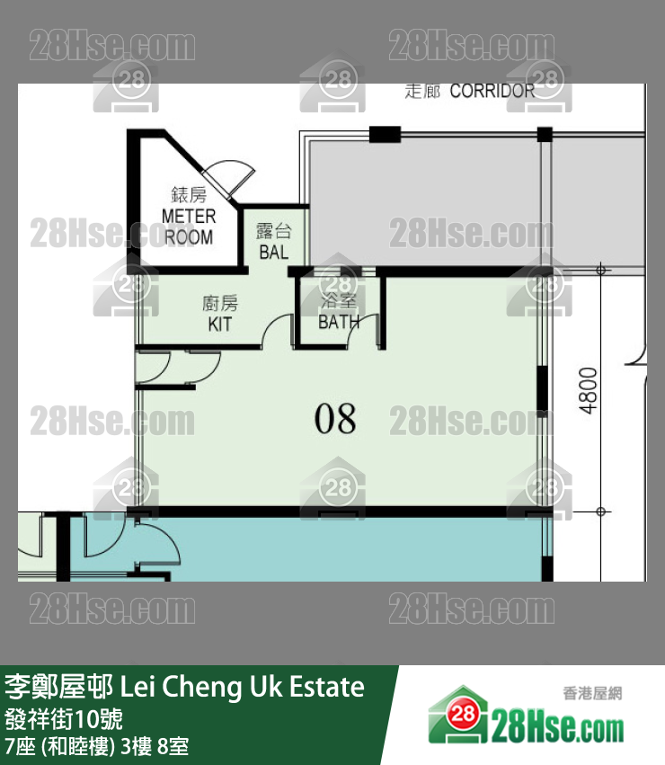 李鄭屋邨 7座 (和睦樓)3樓 8室 平面圖