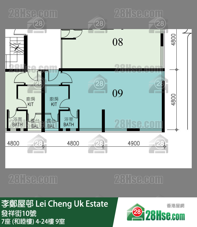 李鄭屋邨 7座 (和睦樓)22樓 9室 平面圖