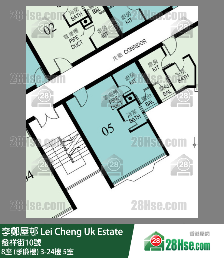 李鄭屋邨 8座 (孝廉樓)5樓 5室 平面圖