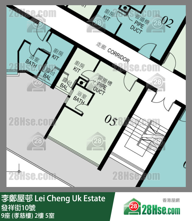 李鄭屋邨 9座 (孝慈樓)2樓 5室 平面圖