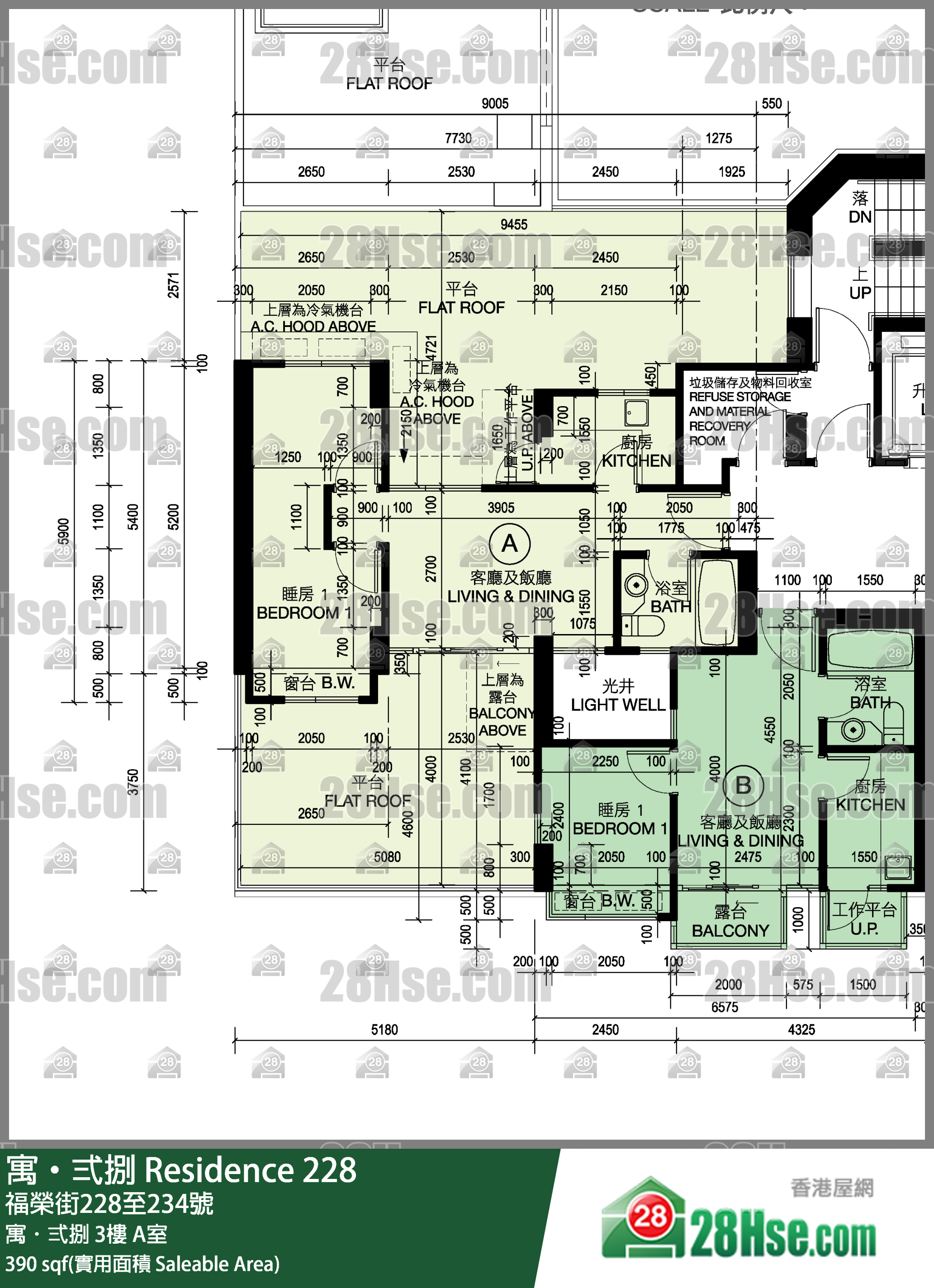 寓弍捌 寓．弍捌 3楼 A室 平面图