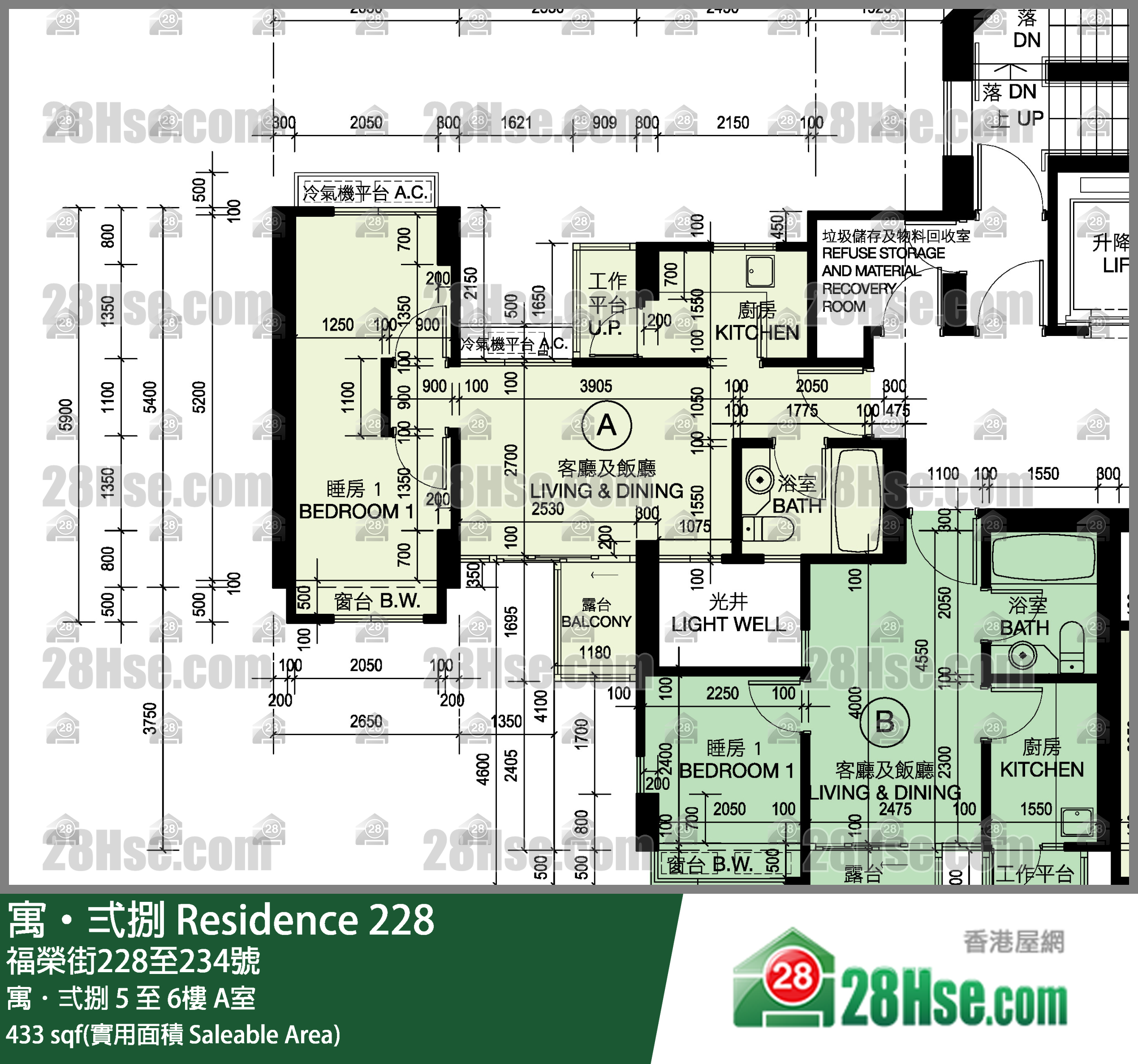 寓弍捌 寓．弍捌 6樓 A室 平面圖