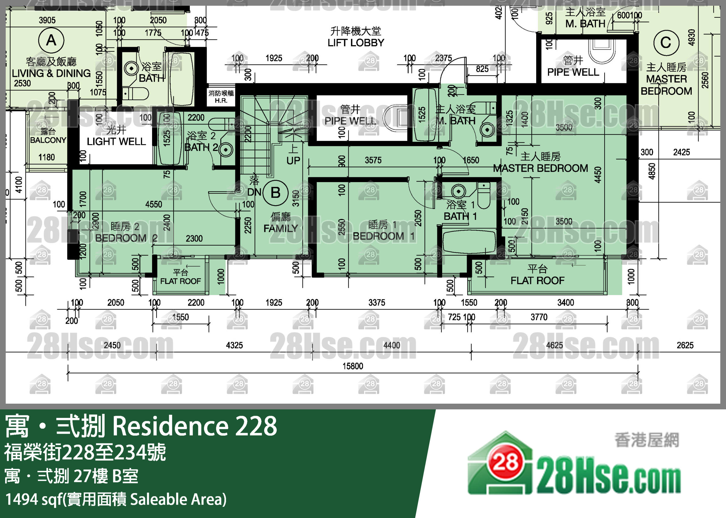 寓弍捌 寓．弍捌27樓 B室 平面圖