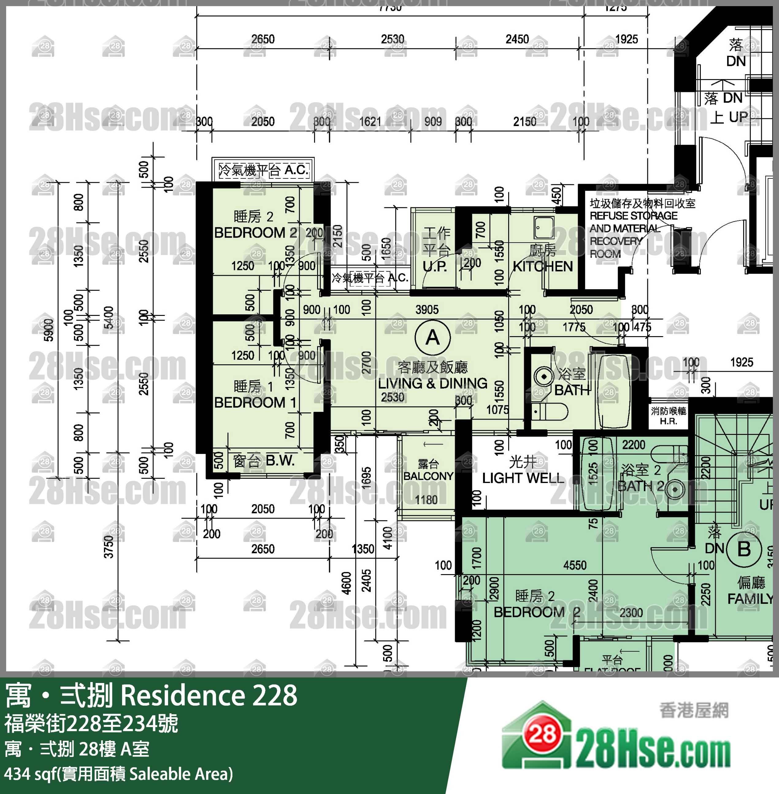 寓弍捌 寓．弍捌28樓 A室 平面圖