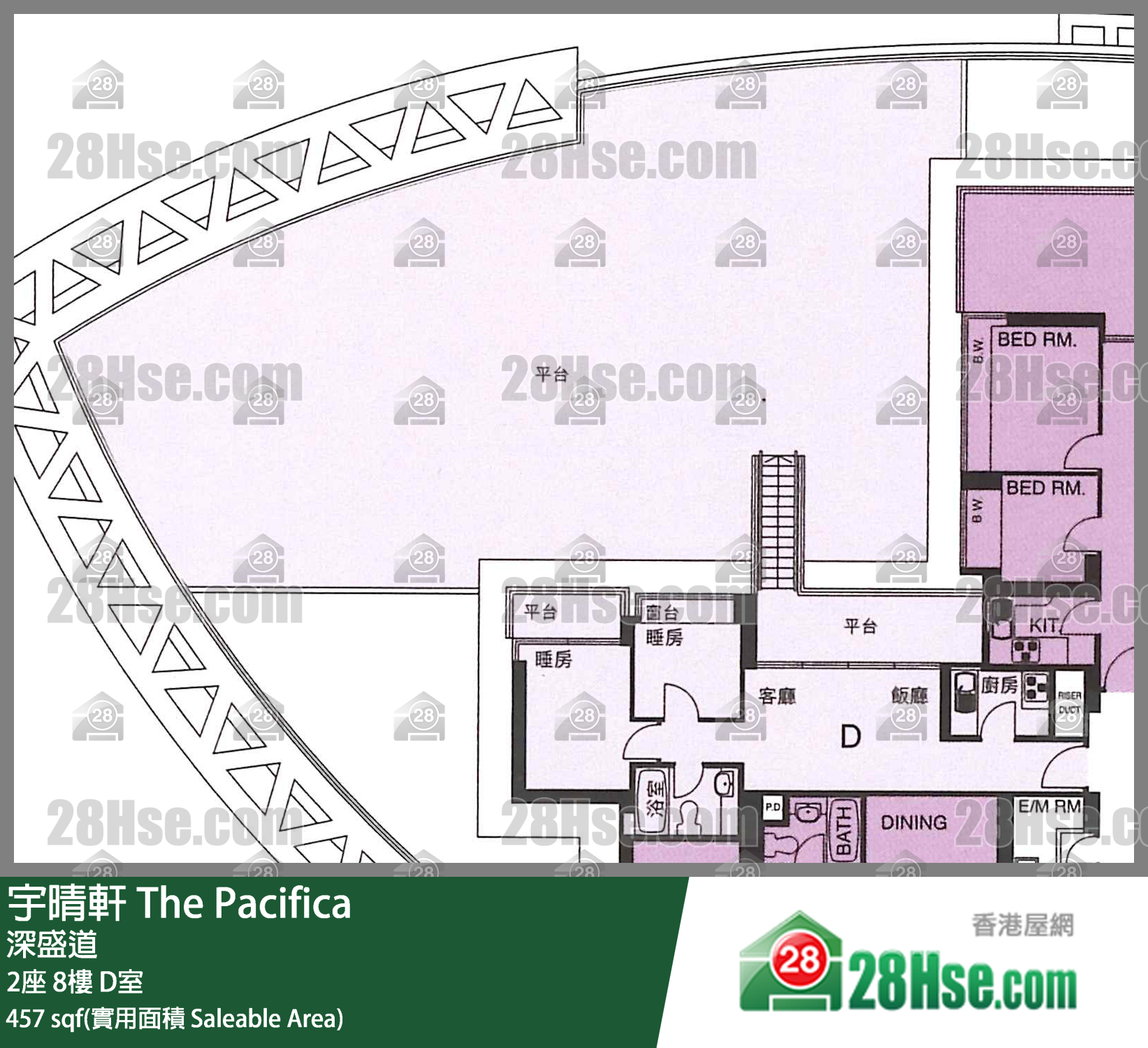 宇晴軒 2座 8樓 D室 平面圖