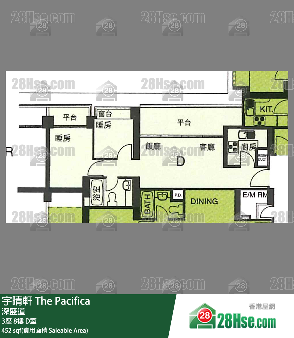 宇晴軒 3座8樓 D室 平面圖