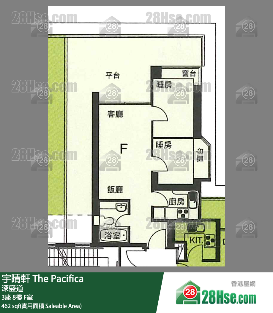 宇晴軒 3座8樓 F室 平面圖