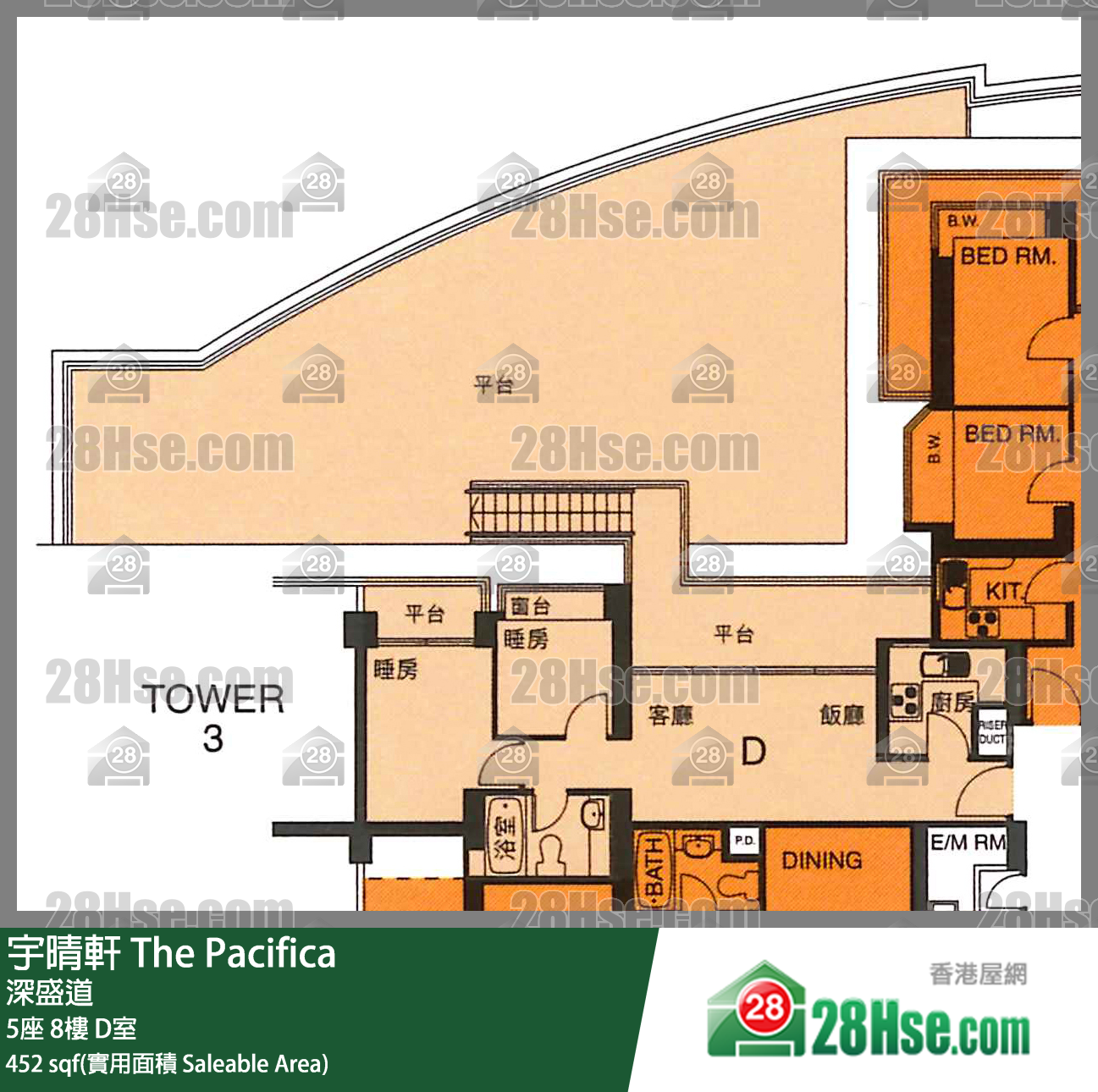 宇晴軒 5座 8樓 D室 平面圖