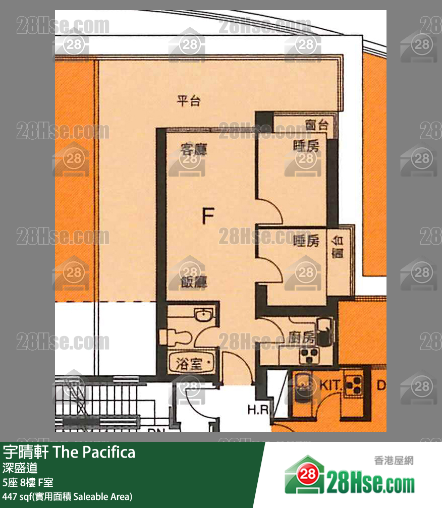 宇晴軒 5座8樓 F室 平面圖