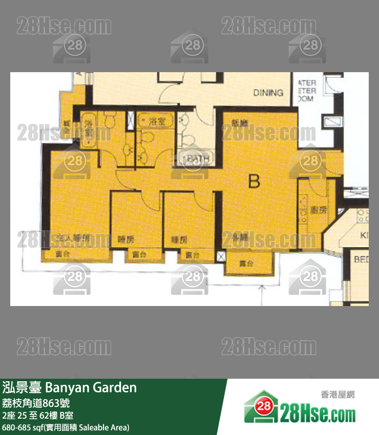 泓景台 2座58楼 B室 平面图