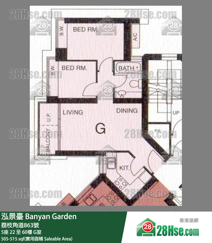 泓景台 5座 40楼 G室 平面图