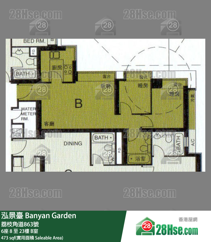 泓景台 6座15楼 B室 平面图
