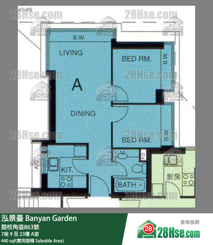 泓景台 7座 22楼 A室 平面图
