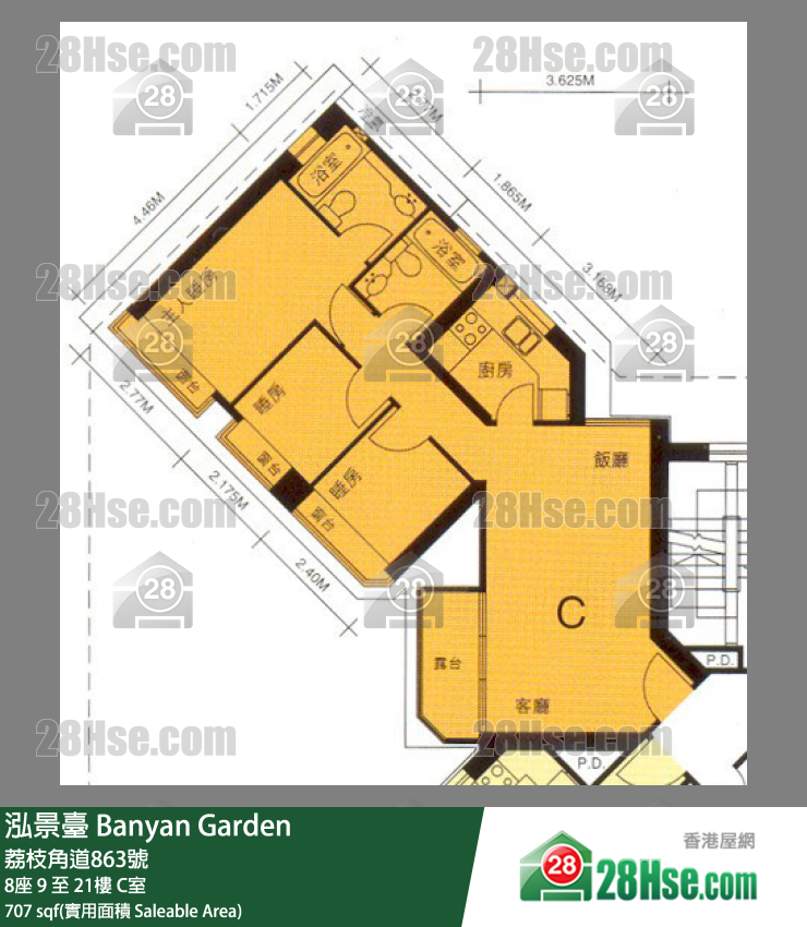 泓景台 8座 12楼 C室 平面图