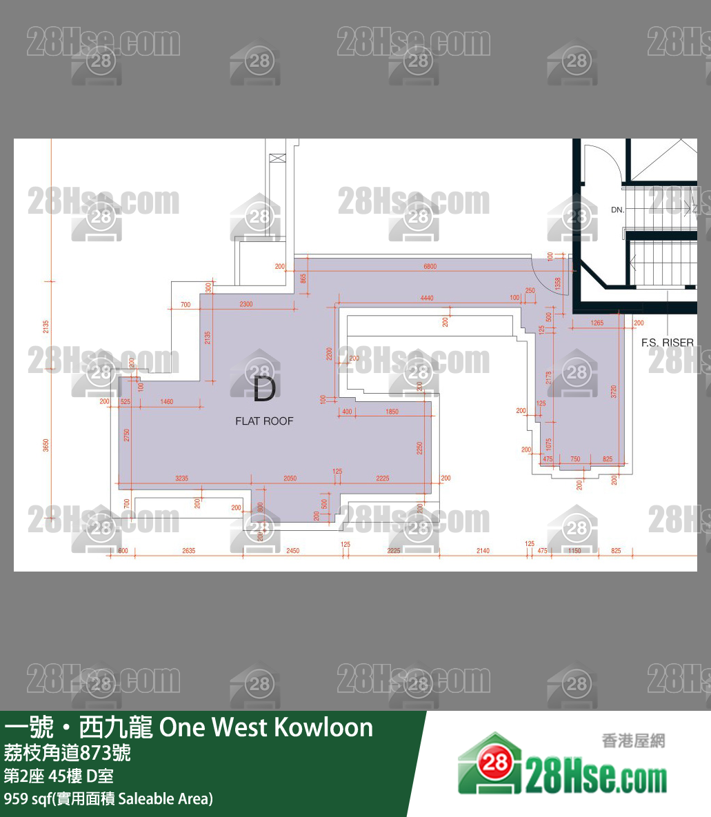 一號西九龍 第2座45樓 D室 平面圖