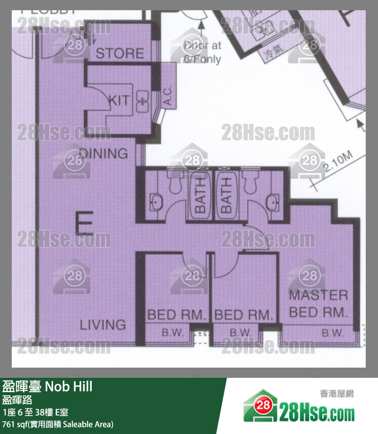 盈晖台 1座27楼 E室 平面图