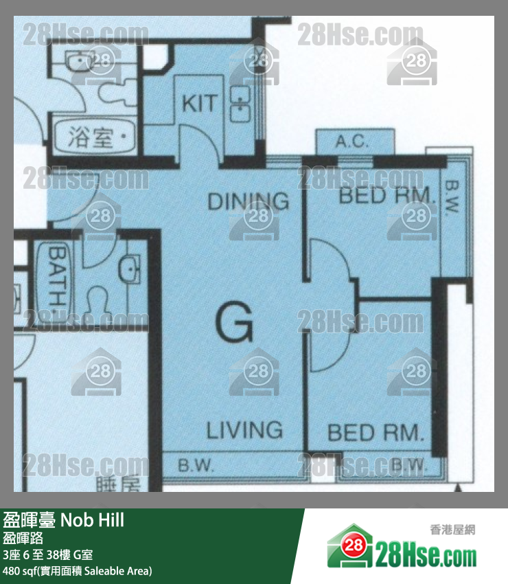 盈晖台 3座22楼 G室 平面图
