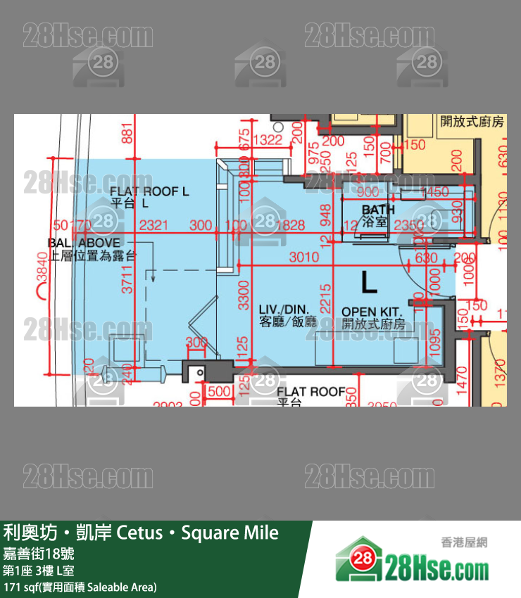 利奧坊凱岸 第1座 3樓 L室 平面圖