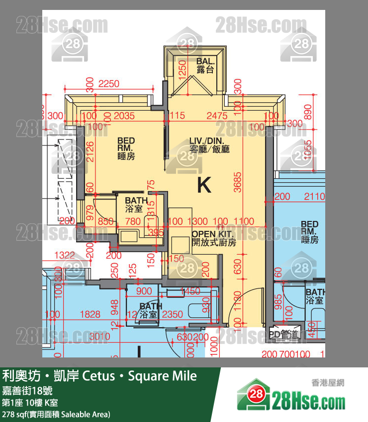 利奧坊凱岸 第1座 10樓 K室 平面圖