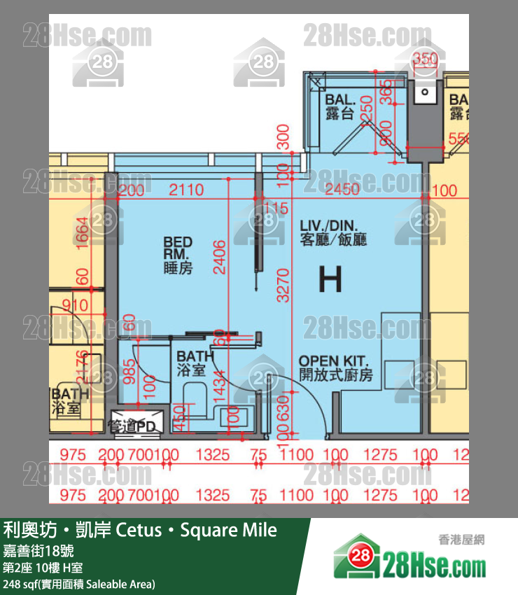 利奧坊凱岸 第2座 10樓 H室 平面圖