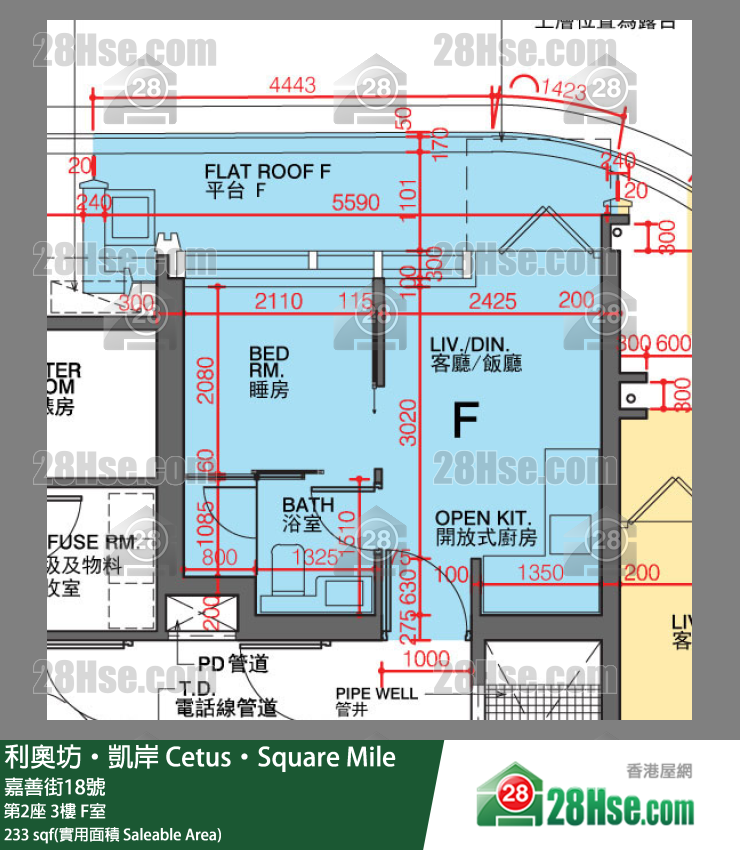 利奥坊凯岸 第2座 3楼 F室 平面图
