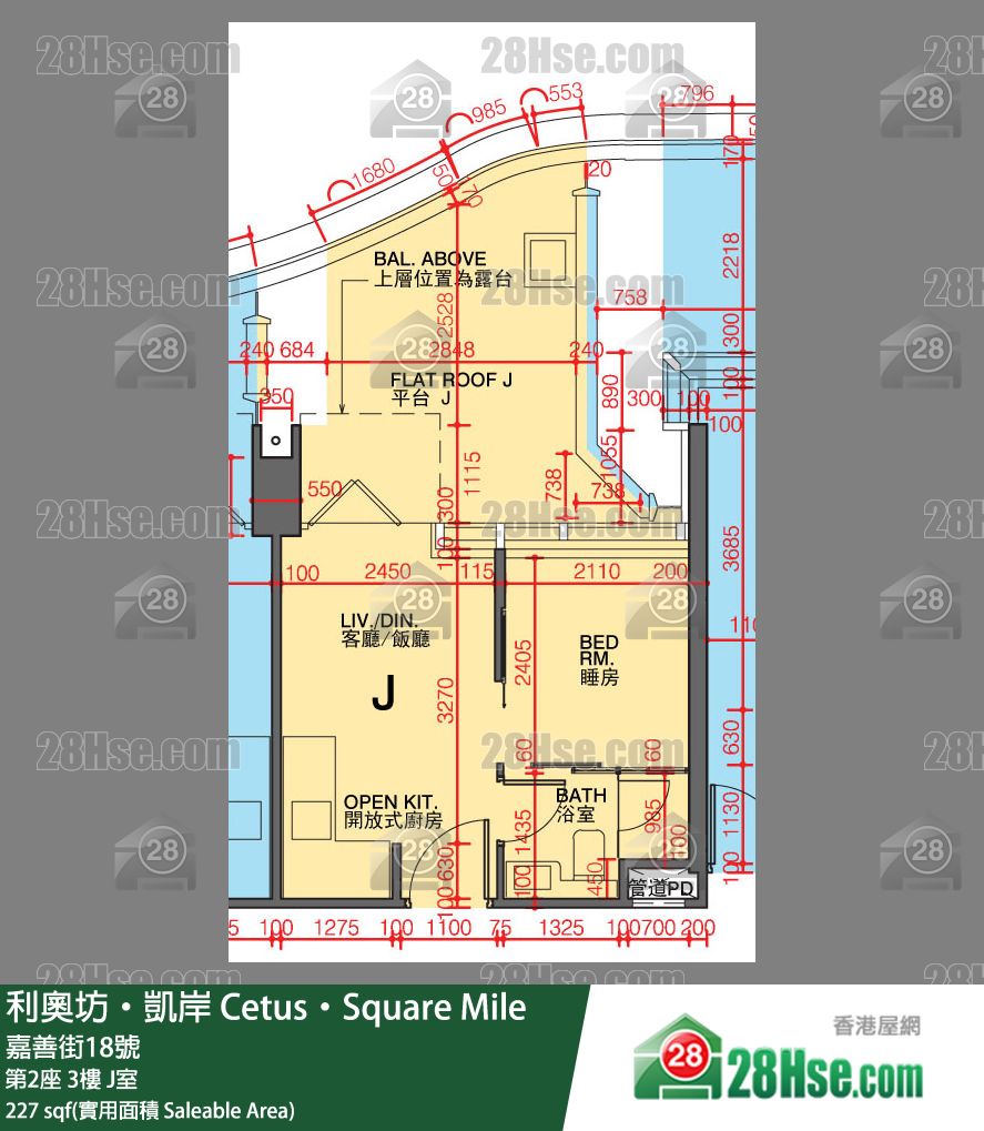 利奥坊凯岸 第2座 3楼 J室 平面图