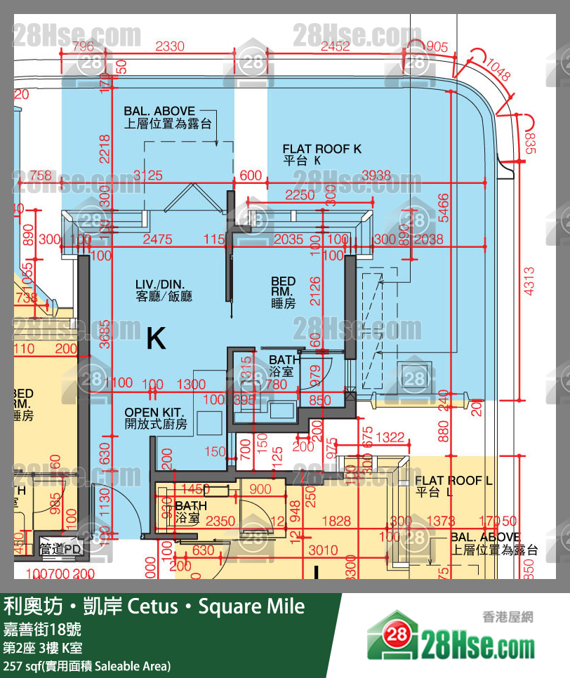 利奥坊凯岸 第2座 3楼 K室 平面图