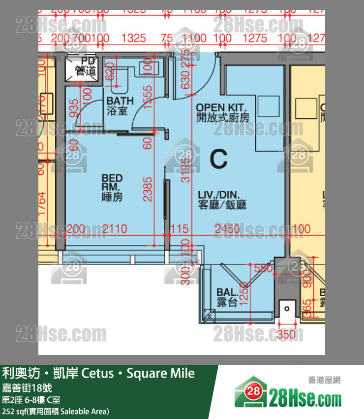 利奧坊凱岸 第2座 8樓 C室 平面圖
