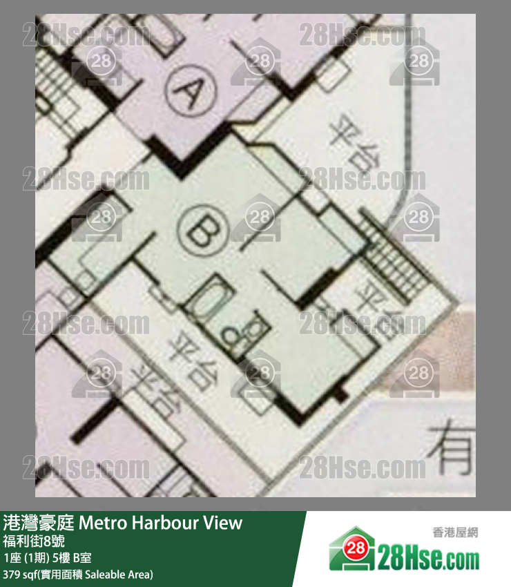 港灣豪庭 1座 (1期)5樓 B室 平面圖
