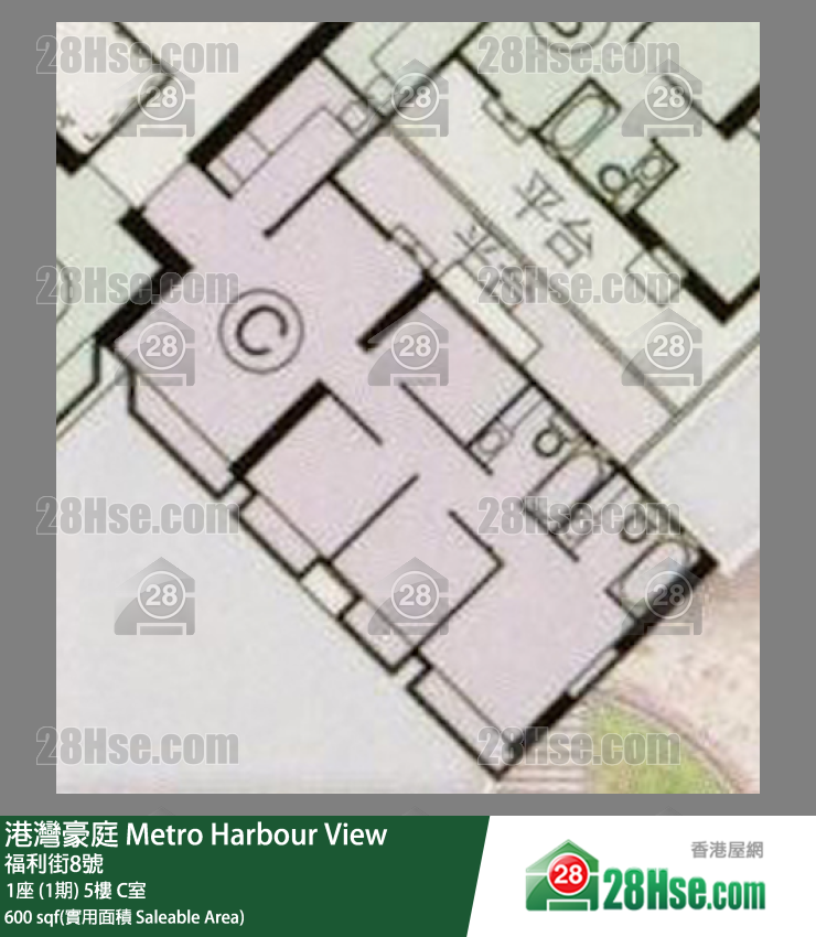 港湾豪庭 1座 (1期) 5楼 C室 平面图