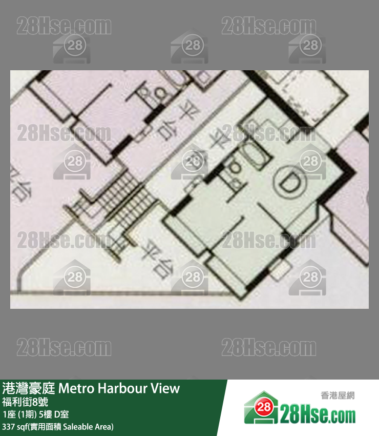 港灣豪庭 1座 (1期) 5樓 D室 平面圖