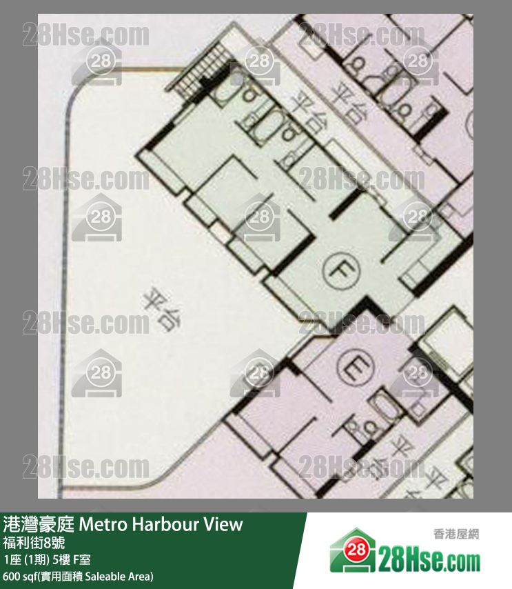 港灣豪庭 1座 (1期) 5樓 F室 平面圖