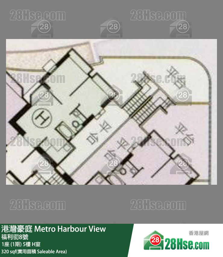 港灣豪庭 1座 (1期) 5樓 H室 平面圖