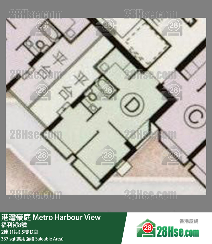港灣豪庭 2座 (1期)5樓 D室 平面圖