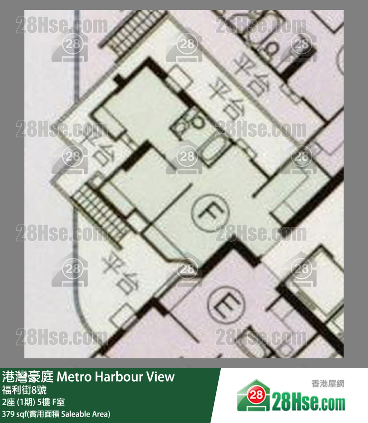 港灣豪庭 2座 (1期)5樓 F室 平面圖