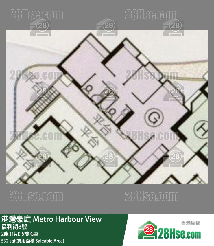港灣豪庭 2座 (1期)5樓 G室 平面圖