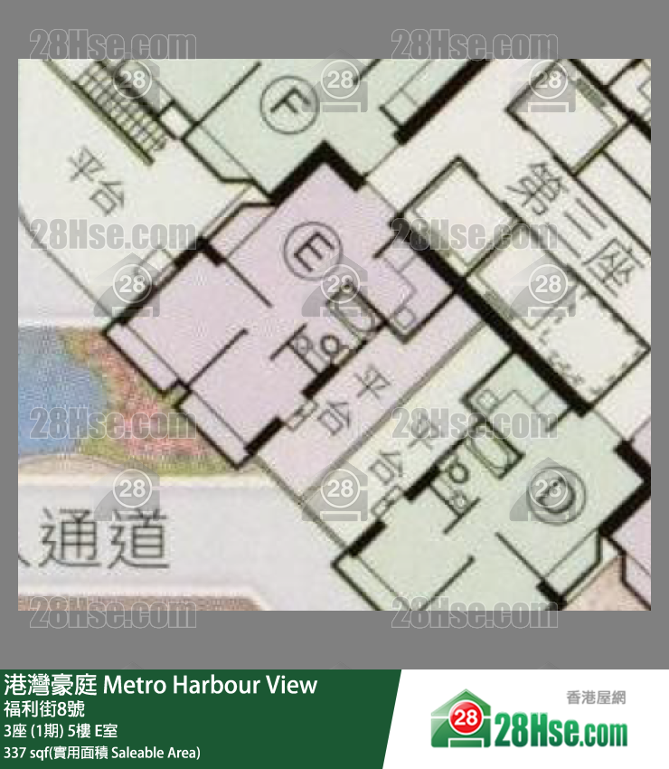 港灣豪庭 3座 (1期) 5樓 E室 平面圖