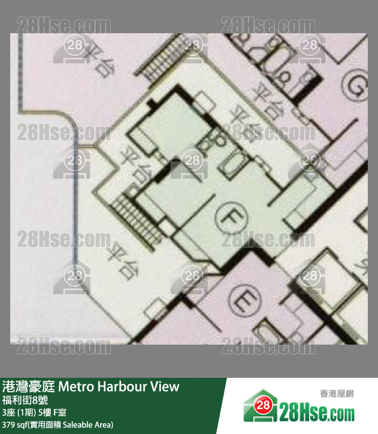港灣豪庭 3座 (1期)5樓 F室 平面圖
