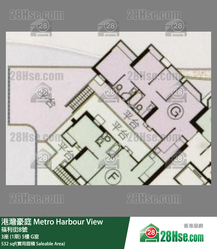 港灣豪庭 3座 (1期) 5樓 G室 平面圖