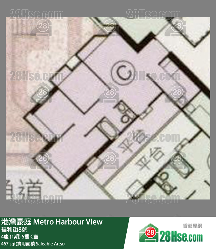 港灣豪庭 4座 (1期)5樓 C室 平面圖