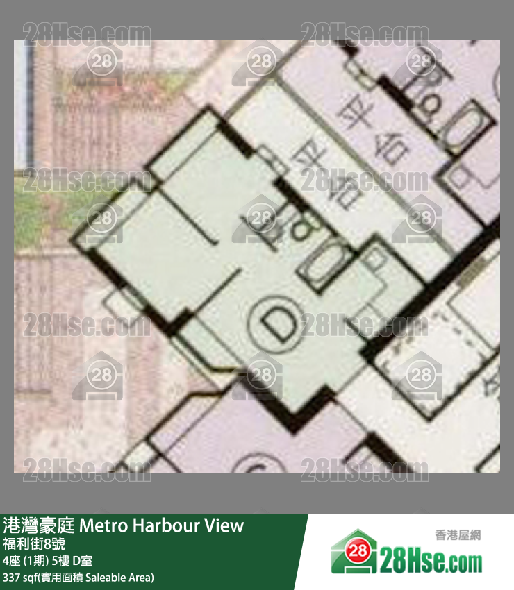 港灣豪庭 4座 (1期) 5樓 D室 平面圖