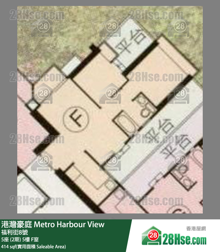 港灣豪庭 5座 (2期)5樓 F室 平面圖